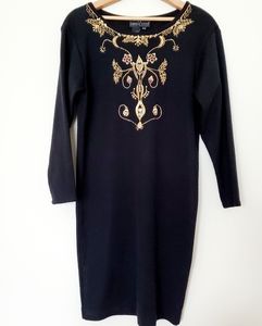 Carole Little vintage black beaded sweater dress